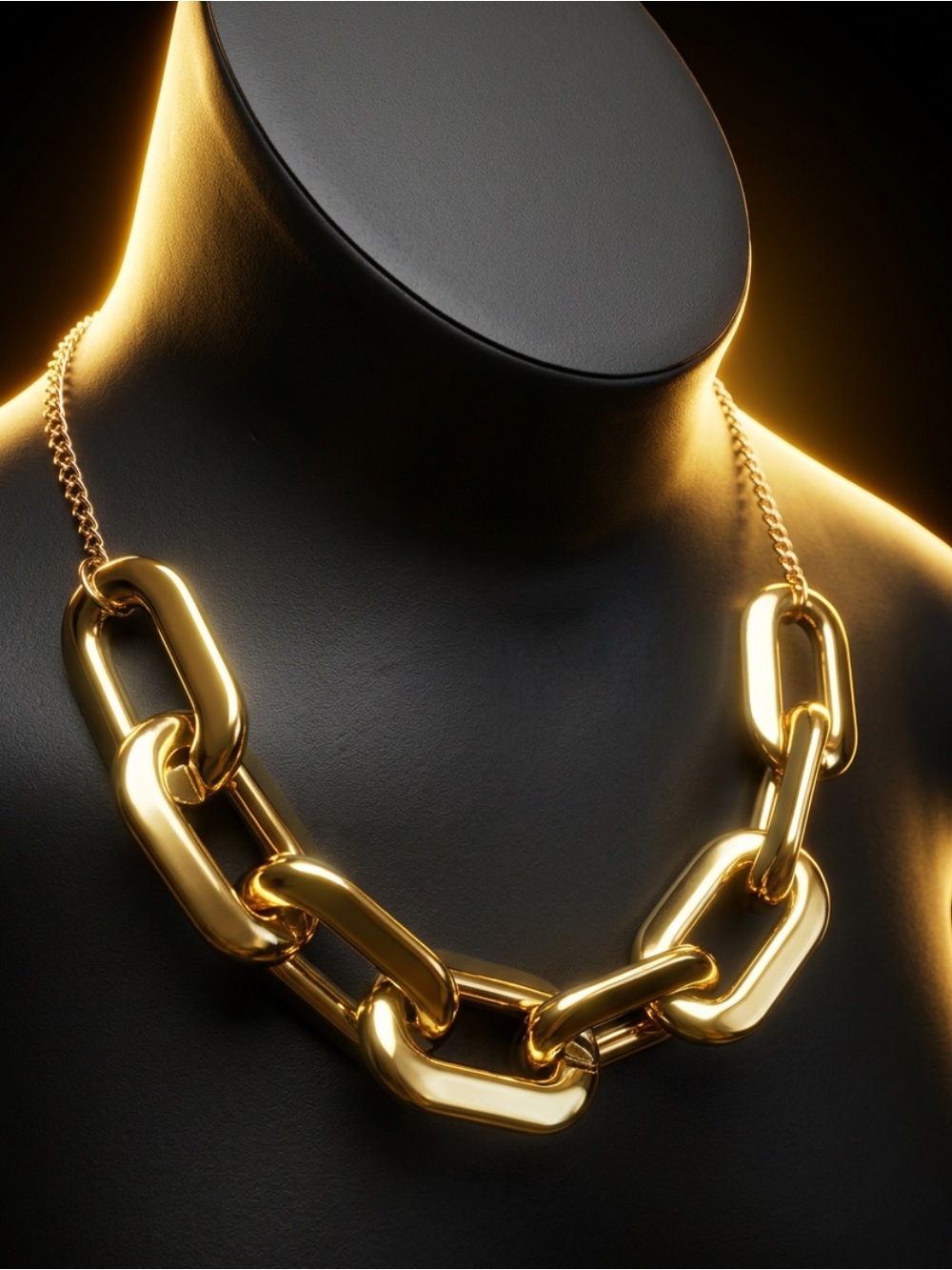 Golden tone Chunky Link plastic lightweight Necklace - Women Jewelry